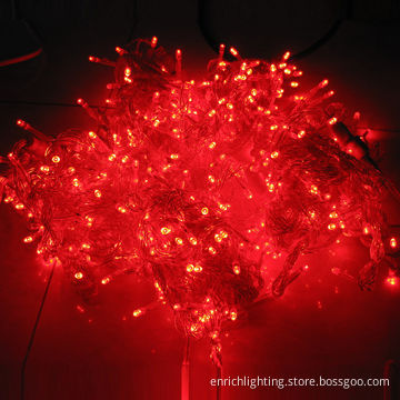 Outdoor Red LED String Light, 10 Meters 100 Bulbs, AC 220/110V, IP44, 6W Power, 50,000 Hours